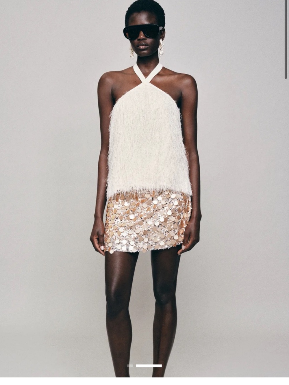 Zara White Fringe Halter top